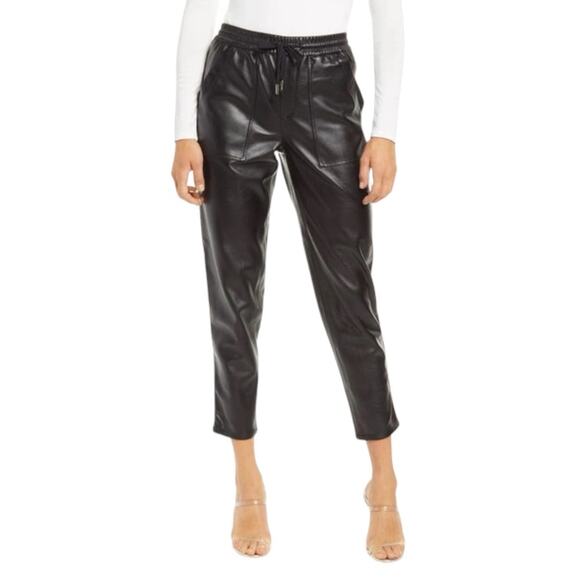 Blank NYC No Guidance Ankle Faux Leather Pants Pull On Joggers Black Size 28 - Picture 1 of 11